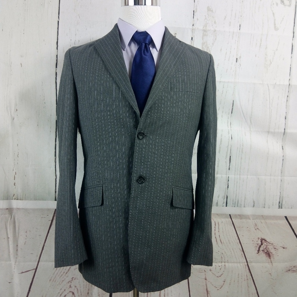 Banana Republic 40R Gray Striped Suit Blazer Sport